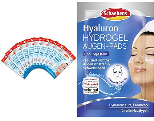Schaebens Totes Meer Maske, 10 x 15 ml & Hyaluron Hydrogel Augen-Pads, Cooling-Effekt, reduziert Augenschatten und Schwellungen bis zu 81% mit Hyaluronsäure und Panthenol für alle Hauttypen