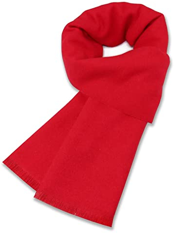 Stfery Wollschal Damen Rot, Winter Schal für Herren Scarf Einfarbig Halstuch 182x31CM Weich Warm Geschenk