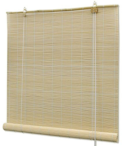 WIFESE Naturfarbenes Bambusrollo Rollos FüR Fenster Raffrollo Mit HakenaufhäNgung Bambusvorhang Rollo Bambus Verdunkelungsrollo Fenster Rollos FüR Innen Bamboo Blinds Roller Blind 80x160 cm