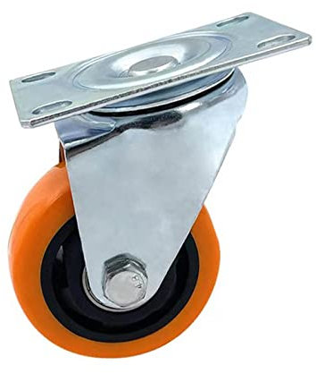 4 Pcs 3 Inch Caster Yellow Polyurethane PU Directional Fixed Caster Wheel for Cart,Practical Industrial Casters Plate Casters Stem Casters Box Casters Hardware