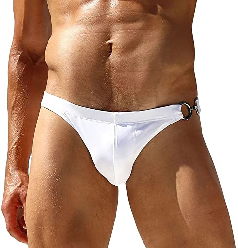 AIEOE Slip de Bain Homme à Boucle Métallique Doublure avec Coussin Amovible Cordon de Serrage Réglable Couleur Unie L