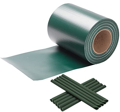 Izrielar Sichtschutzstreifen PVC Gartenzaun 3er Set - 3 Rollen 50m x 19cm Stabmattenzaun mit 120 Clips Wasser- & Winddicht Sichtschutz - Grün