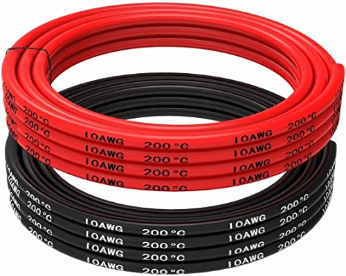 YUNIQUE GREEN-CLEAN-POWER - Silikonkabel 10 AWG 5m Flexibel | Überlegene Leitfähigkeit mit Verzinntem Kupferdraht | Hitzebeständig, Rot, Silikon