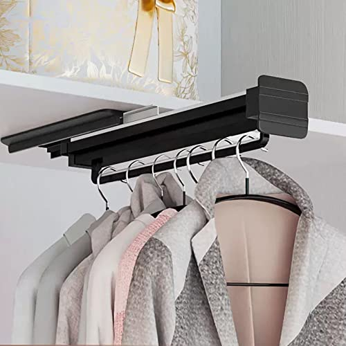 Kleiderschrank organizer zum ausziehen,kleiderschrank stange ausziehbar,kleiderbügelstange edelstahl, Organizer-Ständer für Hosen und Mäntel,Sparen Sie Platz und Stauraum ( Color : Black , Size : 50*8
