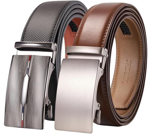TANGCHAO Gürtel Herren,Ledergürtel Ratsche Automatikschließe für Herren Business Anzug Jeans, 35mm Gürtel,Größe Einstellbar