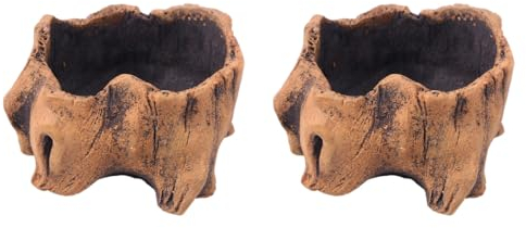 YARNOW 2 Stück Vintage-Übertopf Sukkulenten-Übertopf Kaktus- Mikro-Landschafts-Blumen Holz-Über Mini-Töpfe Über Bonsai- Sukkulenten-Halter Holz Zufälliger Stil