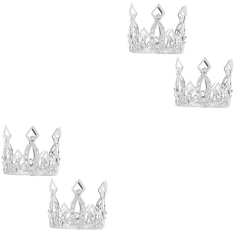 ABOOFAN 4 Pcs Mini Jouets Casque en Jouets pour Strass Diadèmes Et Couronnes Décor Vintage Miniature Strass Gâteau Décor Gâteau Couronne Dessert Couronne Décor Couronne Décorations