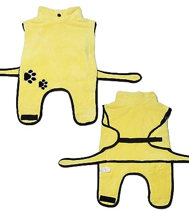 Hundehandtuch Neuankömmling Hundebademantel Handtuch Haustier Hundebadetuch for kleine, mittelgroße und große Hunde 400g Mikrofaser Super saugfähiges Haustierprodukt ( Color : Yellow , Size : XL )