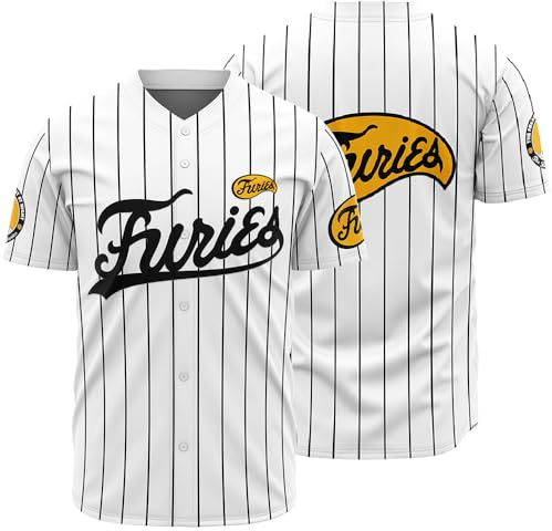 The Warriors Furies - Maglia da Baseball da Uomo, con Cuciture, Bianco, XL