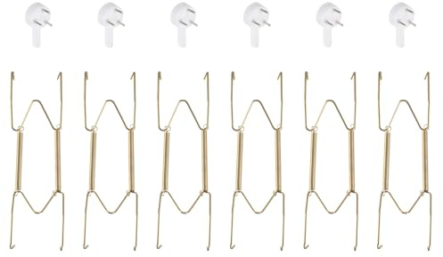 QUARKZMAN 6 Stück Tellerhänger 6 Zoll Edelstahl Unsichtbare | Wand Tellerhänger mit Wanddekohaken und Spitzenbeschützer für dekorative Teller und Kunst