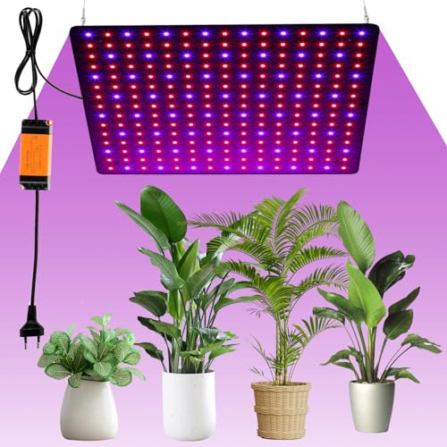 Fyeme Grow Light - Lampada a LED per piante, 45 W, a spettro completo, con ganci per piante da interno, fiori vegetali (rosso+blu)