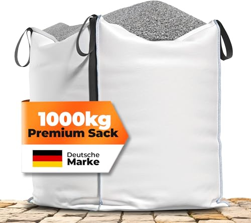 NTG Big Bag 1 Stück 90 x 90 x 90 cm 1000 kg Tragfähigkeit - 4 Schlaufen | wasserfest und UV geschützt - Abfallsack Lagersack Gartenabfallsack und Laubsack für Bauschutt und Garten