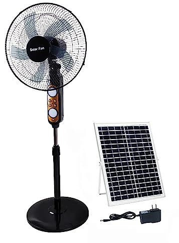 Ventilador solar para exterior,Ventiladores de pedestal con energía solar de 25 W,Ventilador de pie grande de 16 pulgadas,Ventilador de piso recargable para hogar/comercial