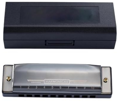 Mundharmonika 10-Loch Mundharmonika Anfänger lernen Musikinstrument Blues Blues Spieler Praxis Training(Black)