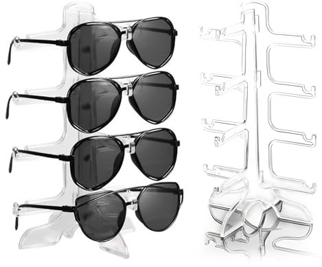 LUHOCIY Hält Vier Gläser Brillenhalter, Sonnenbrillen Aufbewahrung, Brillenständer für Mehrere Brillen, für Brillen Display, Home Desktop Storage Rack, für Tisch, Kommode, Schlafzimmer