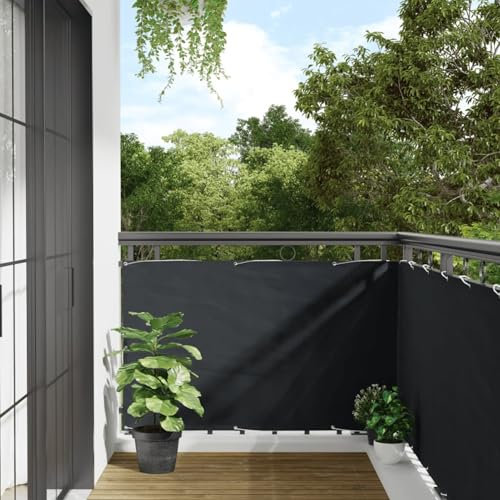 Homgoday Biombo de balcón de tela Oxford, 90 x 400 cm, color antracita, para exteriores, balcón, jardín, separador de jardín, divisor de jardín exterior