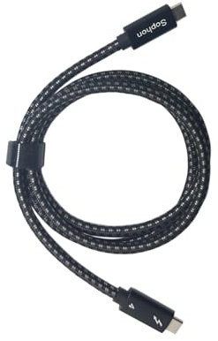 Sophon Câble Thunderbolt 4 & USB4 Type-C, Ligne Coaxiale 16 Cœurs/8 Brins, 8K@60Hz, Double 4K@60Hz, VRR 4K@144Hz, Transfert 40Gbps, Charge Rapide 5A/20V, Nylon Tressé Durable (1M)