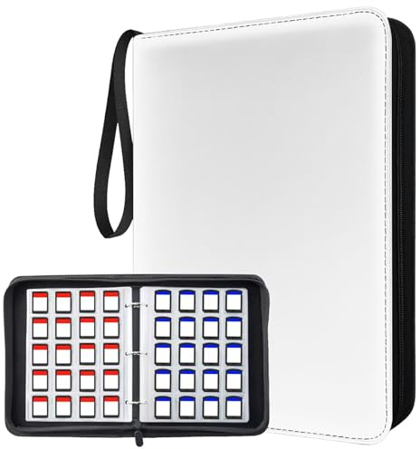 300 Slots Game Card Holder Binder for Animal Crossing ACNH Mini Cards & Amiibo Storage Organizer with Sleeves Compatible Nintendo Switch, PS Vita, SD Memory Cards, Portable Card Album Book (White)
