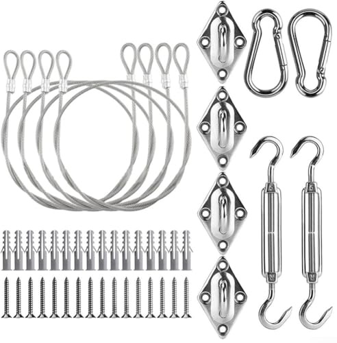 ReachMall Awning Attachment Set, Heavy Duty Sun Shade Sail Stainless Steel Hardware Kit, Sun Shade Sail Fixing Kit For Triangle Rectangle