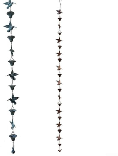 Sculptural Beauty 8 5ft Metal Rain Chain Adding Charm to Eaves and Gardens (Blue)