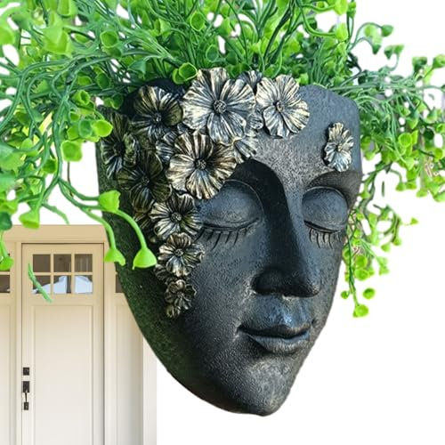 Fioriera Da Parete Con Faccia - Vaso Da Fiori In Resina Per Piante Grasse, Fioriera Creativa Da Interno A Testa | Fioriera Da Muro In Ceramica Decorativa Per Esterni, Vaso Artistico Da Appendere