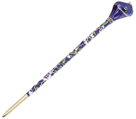 VINTORKY Chinese Hairpin Lotus Hair Stick for Women, Alloy with Rhinestone, Blue Retro Hair Decoration, Elegant Bun Holder for Hanfu Updos and Daily Styling Random Style