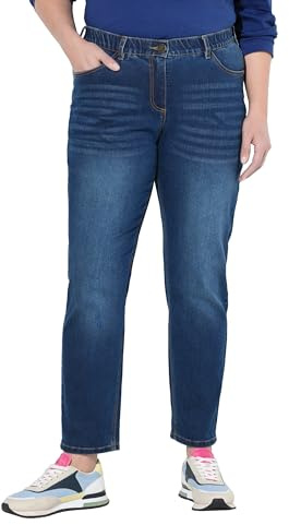 Ulla Popken Jean Boyfriend décontracté pour Femme, Bleu Denim, 36W / 32L