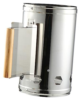 Toyvian 1pc Stainless Steel Bbq Fire Starter High Temperature Resistant Charcoal Chimney Lighter with Handle for Outdoor Grilling Camping and Backyard Bbq