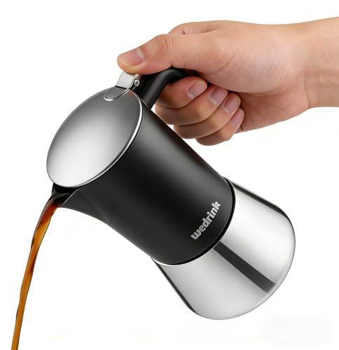 wedrink Stovetop Espresso Coffee Maker 9 Cups Stainless Steel Moka Pot for Greca, Induction, Electric & Gas Stoves(15 OZ/450ml)