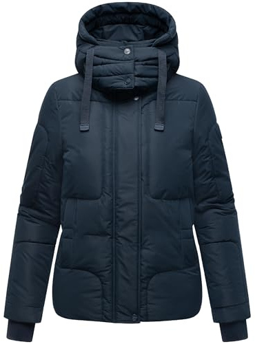 Navahoo Damen Winterjacke warme Steppjacke mit warmem Fleece-Futter und Abnehmbarer Kapuze Zauberlicht 14 S-3XL