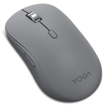Lenovo Yoga – Silent Bluetooth Mouse (Wireless, Ergonomic, Ambidextrous, Optical IR LED Sensor, 6 Buttons, Scroll Wheel, Simultaneous Connectivity, x1 AA Battery) – Moon Grey