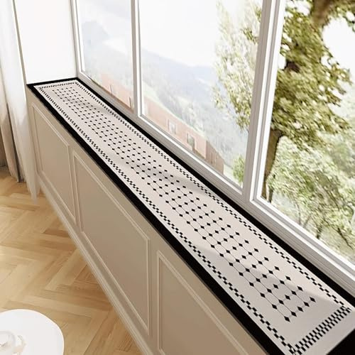 WhamtL Alfombrilla de Ventana Cojín Antideslizante con Estampado para el Alféizar de La Ventana, Protector de Diatomeas a Prueba de Polvo(Style A,180x25cm(71x10in))