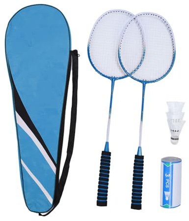 Badminton Set Professional Eloy Badminton Racket med 3 Shuttlecocks som bär väska för vuxna nybörjare (Blå)