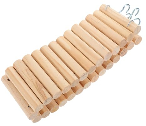 TOYANDONA Escalera de Madera con Ganchos para Hámster y Pájaros Puente Colgante para Jaula Juguete Seguro para Pequeños Roedores y Mascotas como Cobayas y Chinchillas para y Masticar