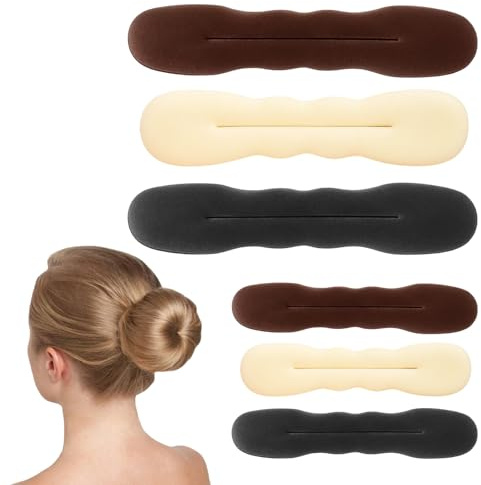 6 Stück Dutti Haarbanduschi, Haarband Dutt Maker, Magischer Dutt Hilfe, Hair Bun Haarknotenmacher mit Haarband Haarhalter Schwamm Clips für Vielseitige Frisuren, 3 Große 3 Kleine
