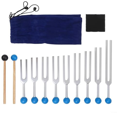Stimmgabel-Set für Chakra-Heilung und Meditationstherapie – Klangheilungsinstrumente aus Aluminiumlegierung, mit Frequenzen von 174 Hz bis 963 Hz, 9-teiliges Set