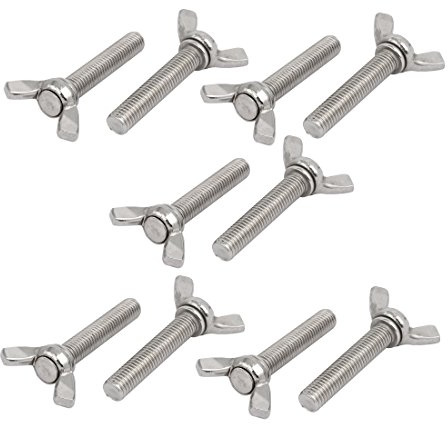 Flügelschrauben, Edelstahl, M10 x 50 mm, 1,5 Steigung, 201 Bolzen, 10 Stück