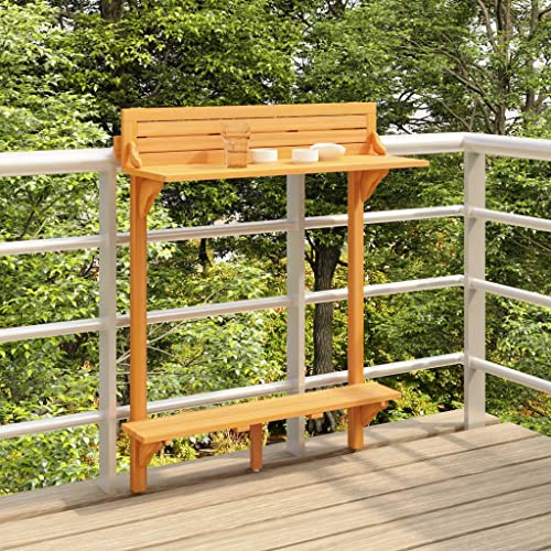 Mokuyary balkongståbord 90 x 37 x 122,5 cm massivt trä akacia barbord högt bord bistrobord bardisk för hem, vardagsrum och matrum