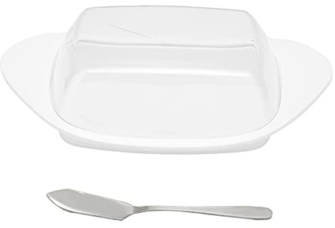 Boîte à beurre en forme de bateau, PP alimentaire & couteau inox de 14 cm, 22,5x12,5x7 cm, 195 g - Conservation longue durée, design élégant, pour cuisine et table (Beurrier en forme de bateau
