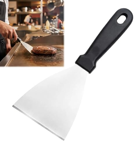 Ebksqs Professioneller Dreikant-Spatel Grillspachtel, Klinge aus Edelstahl mit Griff, 12x12 cm für Pizza, Küche & BBQ – Pfannenwender & Teigschaber