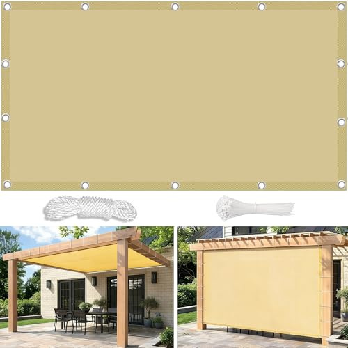 Toldo Vela Toldos Exterior Terraza Impermeable 2.5x5.5M Toldo Vela de Sombra con Ojales y Cuerdas de Sujeción 95% protección UV para Exterior Patio jardín Arena