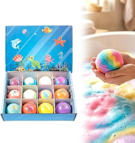 2026 New 12-Pack Bath Bombs with Toys Inside, Ocean Toy Bath Salt Ball Sleeve Box Bath Bombs,Bath Bombs with Surprise Inside, Upgrade Easter Gifts Bubble Easter Basket Stuffers Fillers (12pcs)