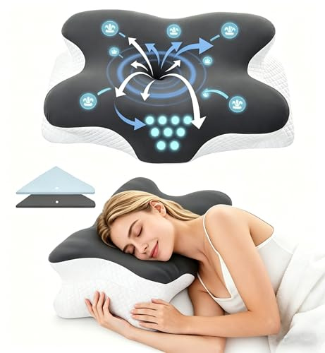 ETOFIXEE Orthopädisches Kissen,Nackenstützkissen Memory Foam,Ergonomisches Nackenkissen,Kopfkissen Vermindert Nackenschmerzen für Seiten,Rücken und Bauchschläfer Atmungsaktiv & Waschbar