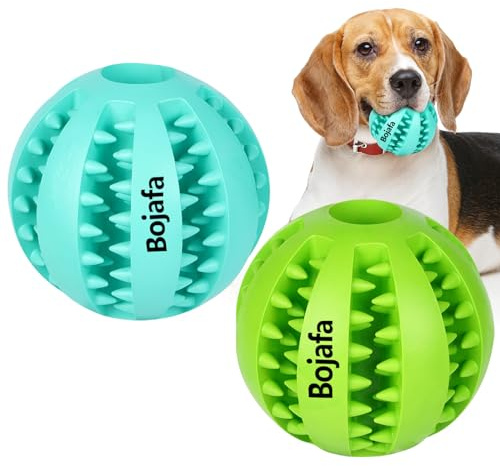 Bojafa Treat-Dispensing Dog Toys: Durable Rubber Puppy Toys for Boredom - Dog Treat Balls for Small & Medium Breed Indoor Play (2pack)