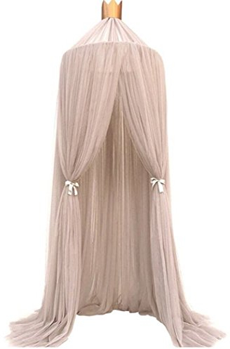 Betthimmel Baldachin Babybett, 100% Polyester Gewebe Romantischer Baldachin, Moskitonetz für Kinder zum Lesen, Spielen, Zelt, Hängevorhang für Babys, Schlafzimmerdekoration (Khaki)