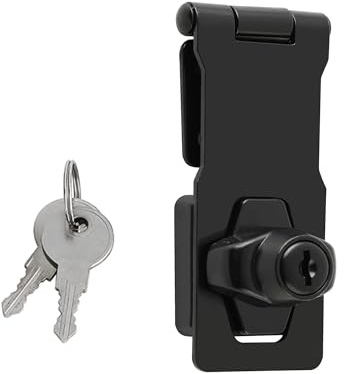 SAYAYO Shed Lock with 2 Keys, Keyed Hasp Door Lock Black 4 Inch | Metal Garden Gate Latch Bolt Security for Wooden Gates
