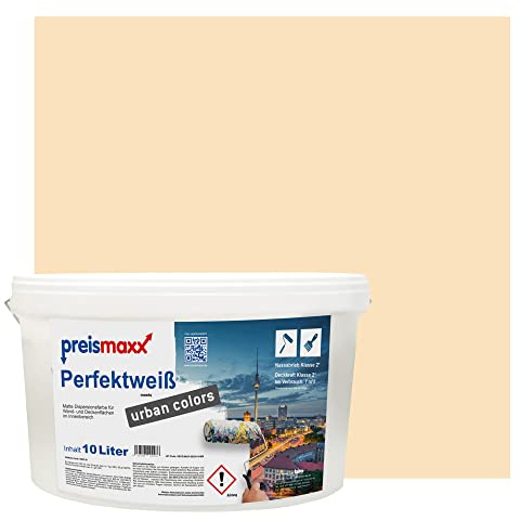 Preismaxx Perfektweiß urban colors, bunte Wandfarbe, beige, biscuitbeige, biscuit 10L, Innenfarbe, hohe Deckkraft Klasse 2, matt