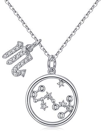 Qings Chaîne Collier Femme Argent - BFF Colliers Pendentif Scorpion du Zodiaque Signe Astrologique, Cadeau de nouvel an pour Femmes Filles