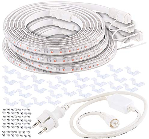 Lunartec Pflanzenlampe: 12 Meter LED-Pflanzen-Wachstums-Streifen, rot & blau, mit Netzteil (Lichtschlauch, LED Pflanzenlampe, Gewächshaus)
