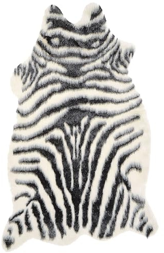 Beliani Kunstfell Teppich Zebra schwarz/weiß Überwurf Webpelz Fellform 60 x 90 cm Nambung
